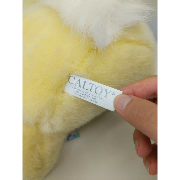 Hoppy Hopster Bunny Rabbit Plush‎ Easter Pastel Caltoy Bow Colorful Yellow VTG - Picture 9 of 11